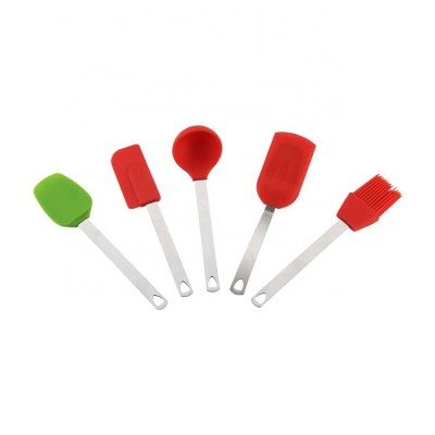 Custom 5Pcs Heat Resistant Food Grade Silicone Kitchen Utensils Cooking Tools Set