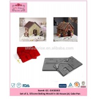 Set of 2pcs, Silicone Chocolate Mold/Silicone Baking Mould - in 3D House (A)