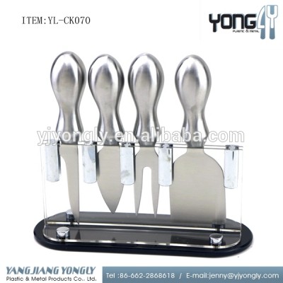 With plastic holder 4-Piece set Stainless Steel cheese knife