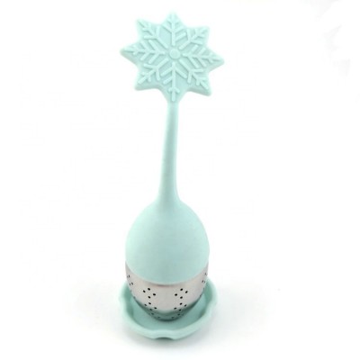 Wholesale FDA Standard Silicon Handle Stainless Steel Tea Strainer BPA free snowflake Shape Silicone Tea Infuser