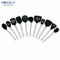 Amazon Top Seller Stainless Steel Handle Silicone Cooking Utensils 11pcs Kitchen Silicone Utensil