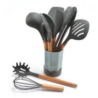 2020 Amazon top seller wooden handle silicone kitchen utensils set